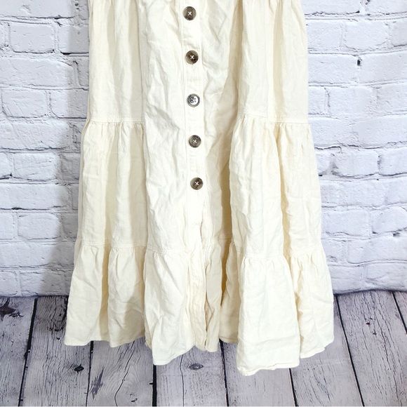 New Free People Catch the Breeze Dress Midi Ivory Linen Size XS Thanks - Picture 7 of 11